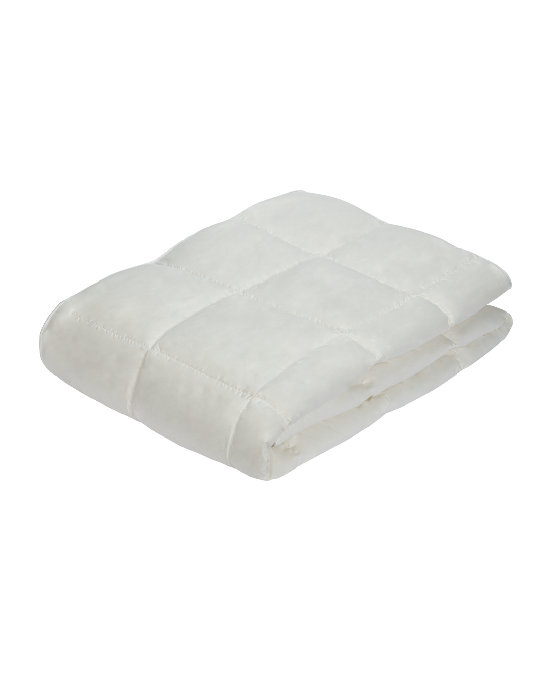 Folded white down duvet