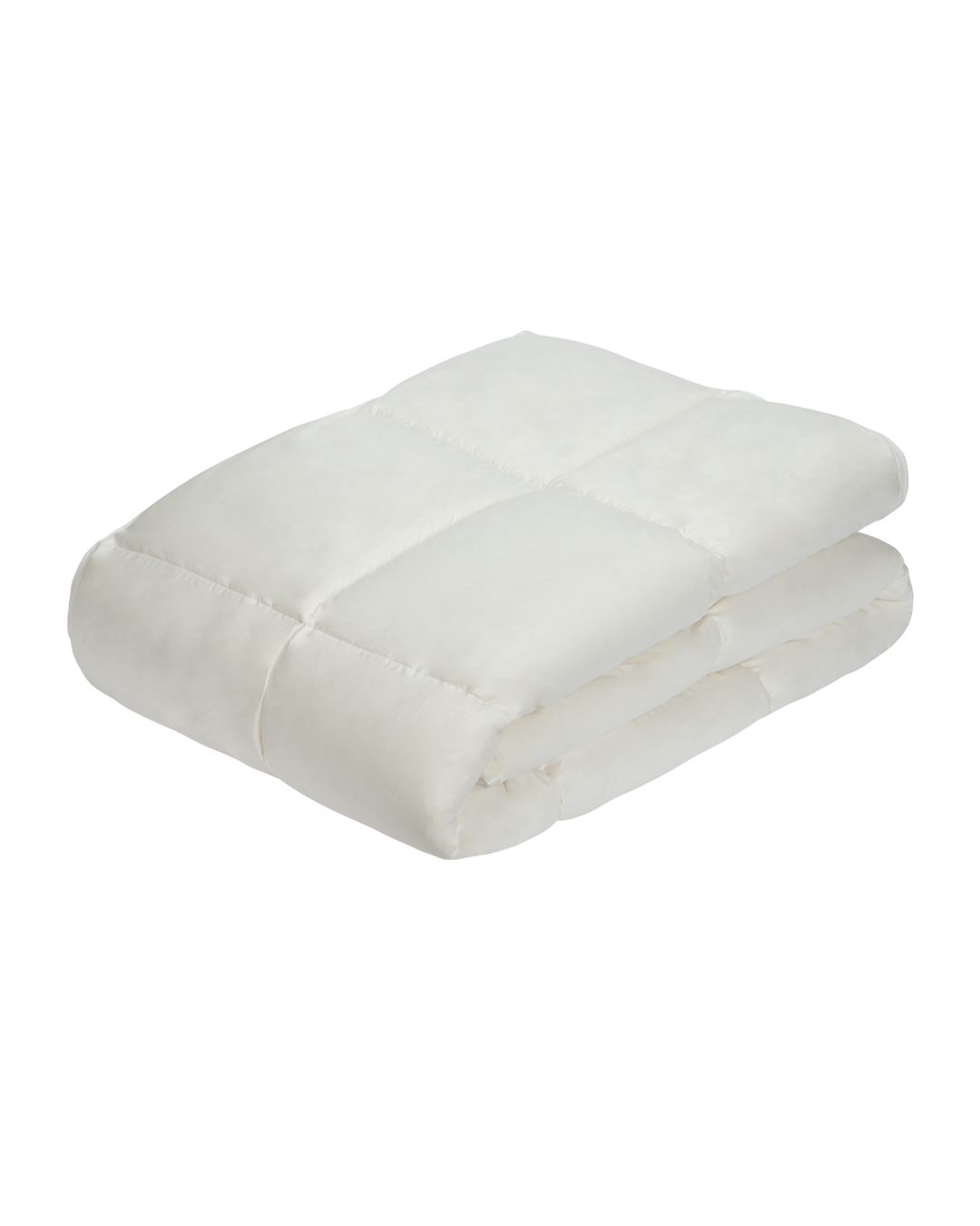 Folded white down duvet