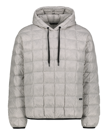 Light down hoodie on a white background.