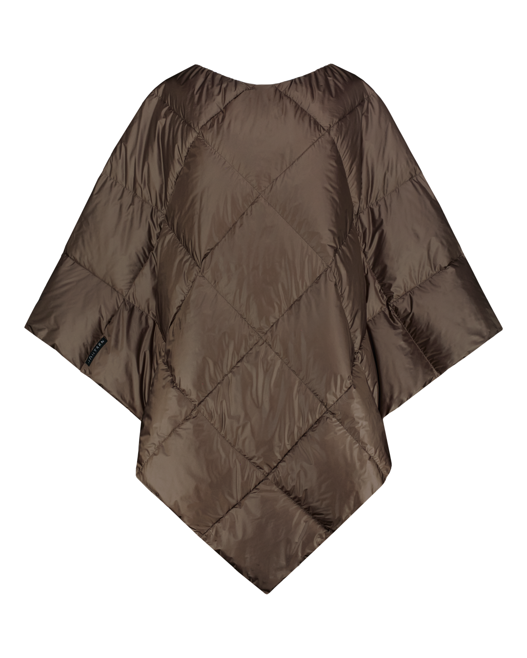 Brown (color: coffee) quilted Otava down poncho.